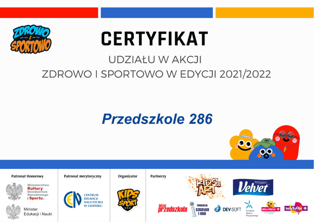 Akcja Zdrowo i Sportowo - certyfikat