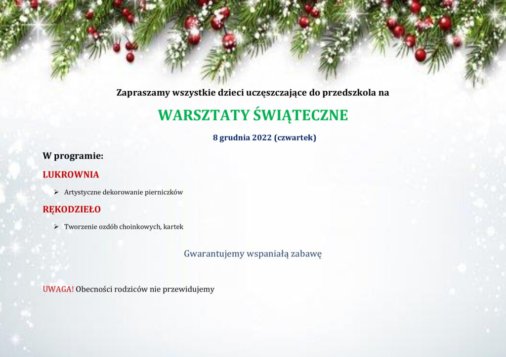 Warsztaty świąteczne 2022