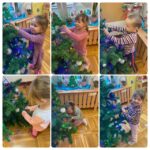 Dzieci ubierają choinkę (2)