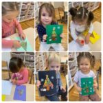 Dzieci wykonują kartki świąteczne.